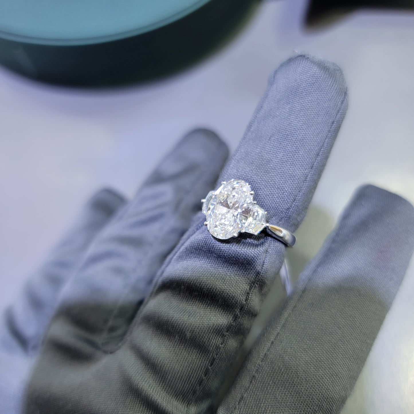 3.77 Carat Lab Gown Diamond Engagement ring