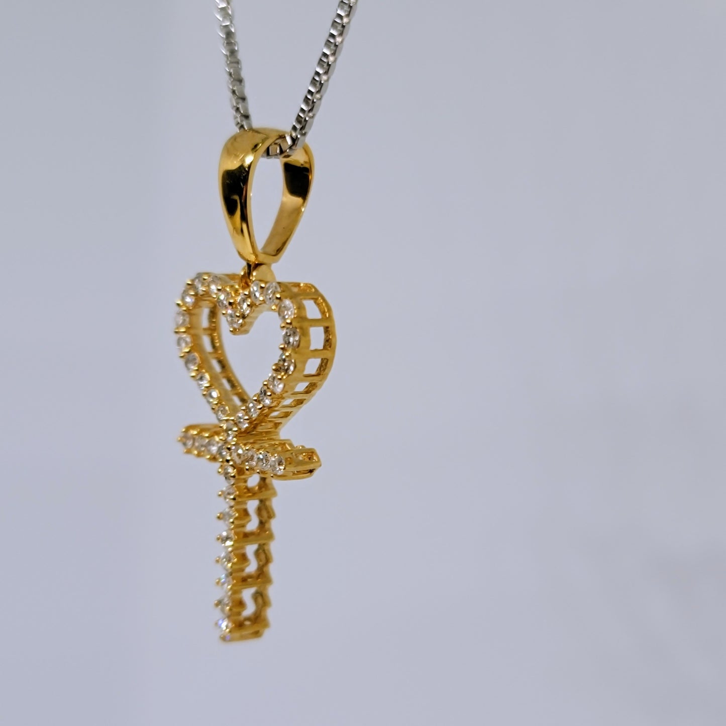 Natural Diamond Heart-Cross Pendant