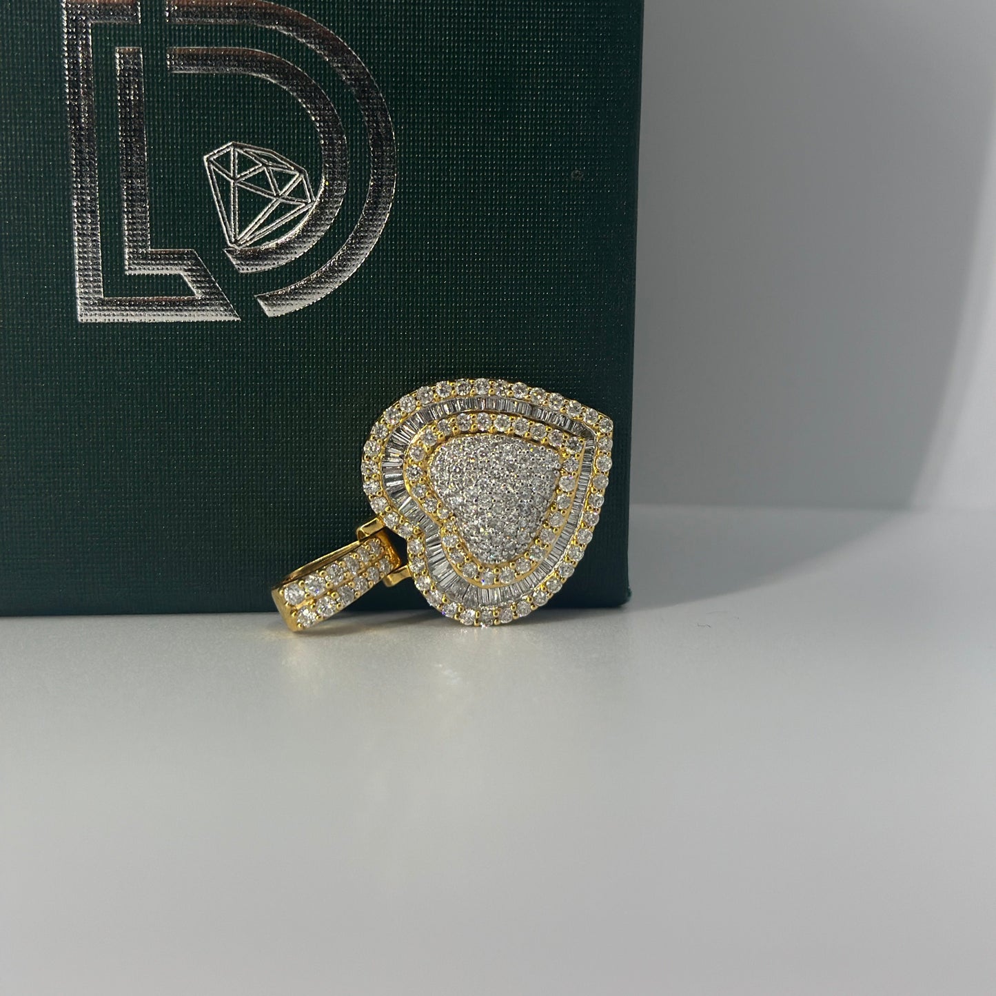 Diamond Heart Pendant with Baguettes