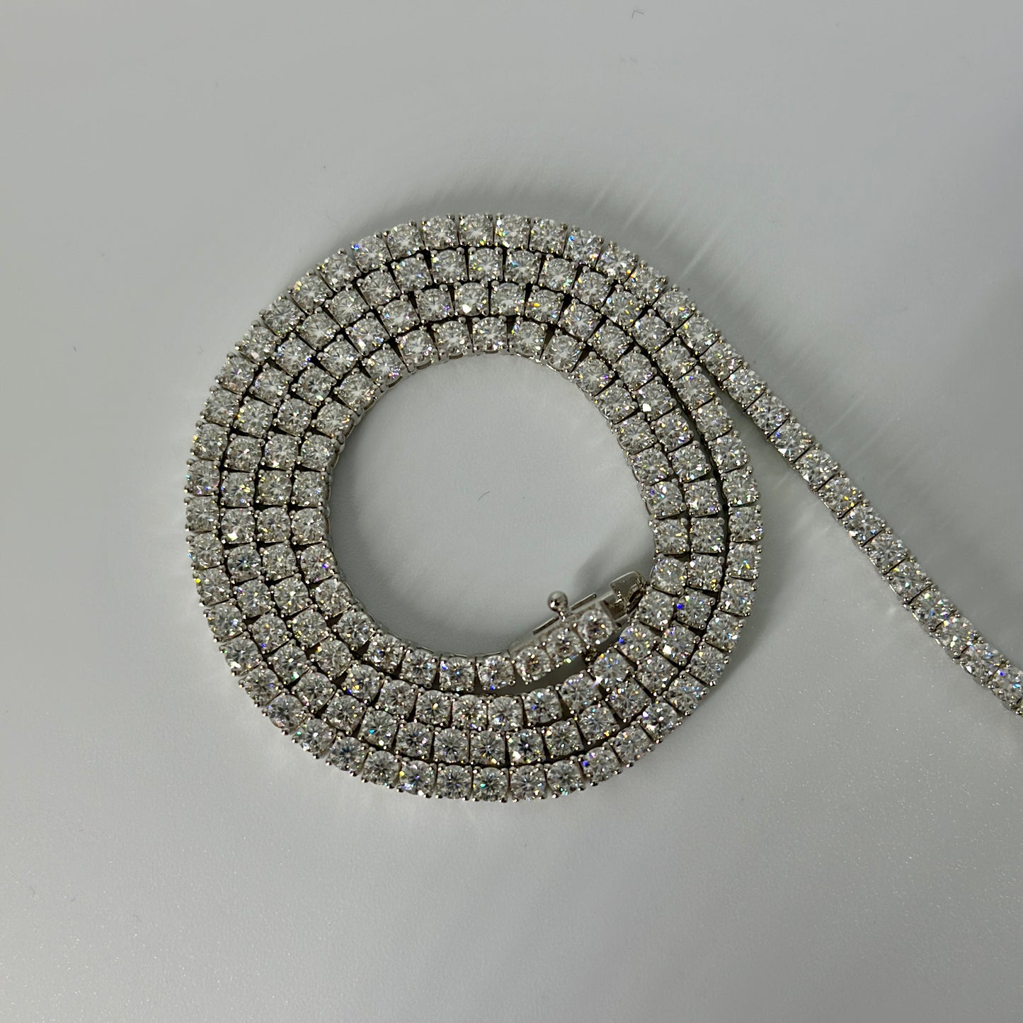 Moissainte and silver Tennis chain