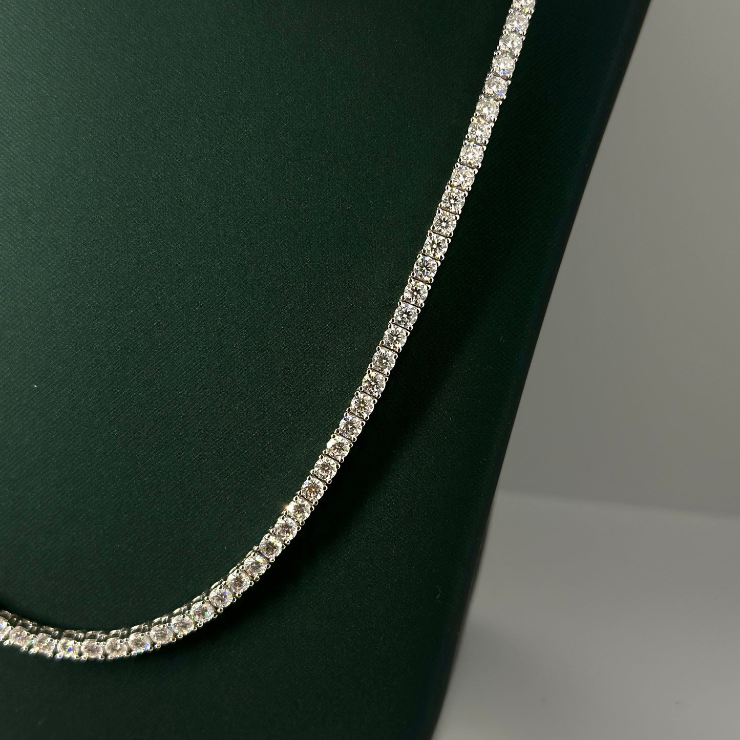 Moissainte and silver Tennis chain