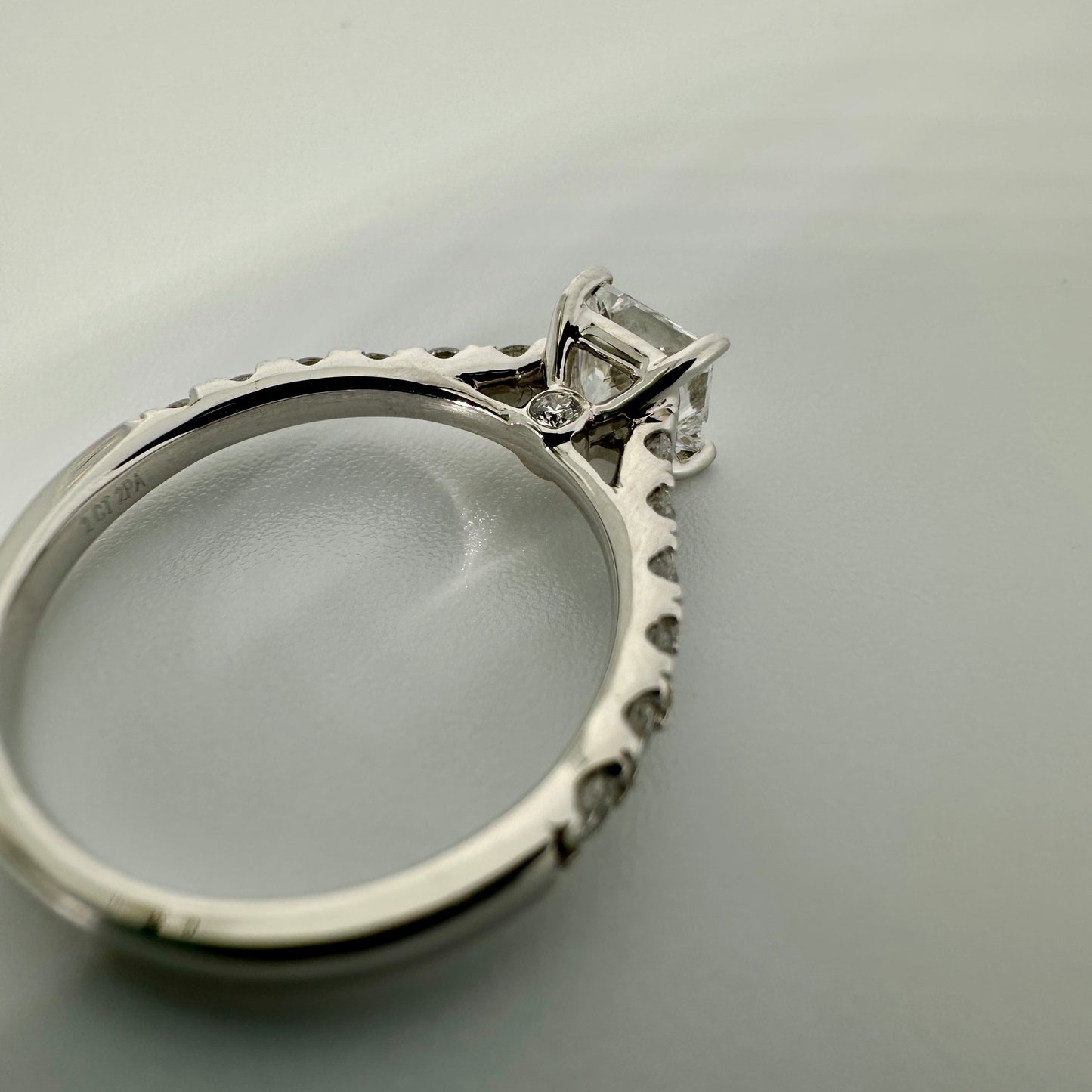 14 KARAT WHITE GOLD 1.66 CARAT PRINCESS CUT LAB CREATED DIAMOND ENGAGEMENT RING