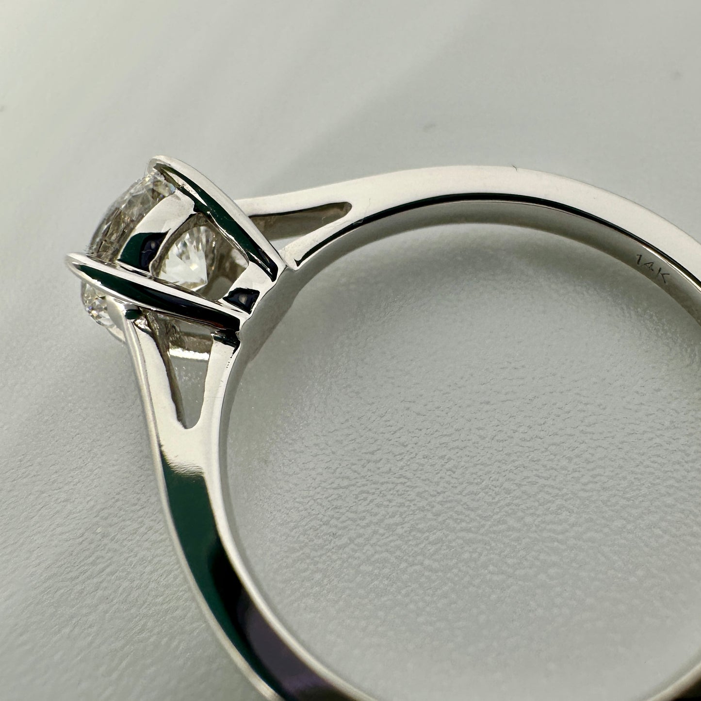 14 Karat white gold 1 Carat Round Lab-Created Diamond Solitaire Engagement Ring