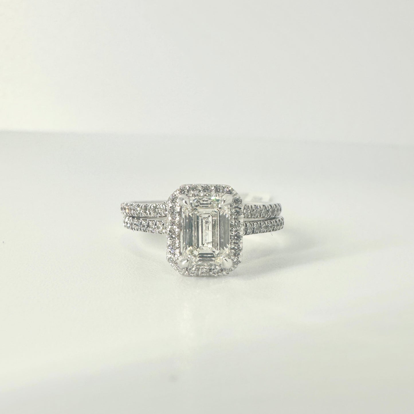 1.45 Carats Lab Grown Emerald Cut Diamond Engagement Ring