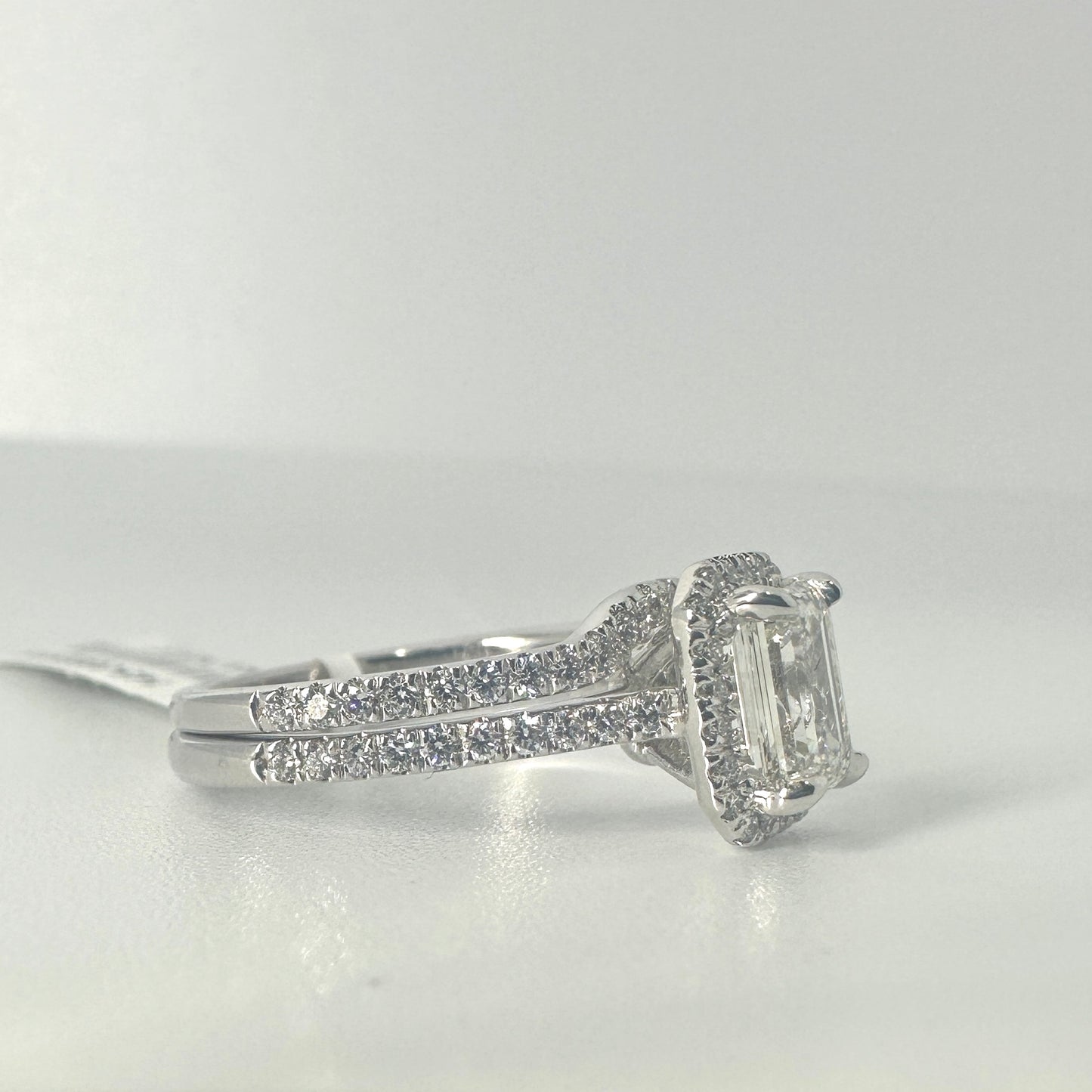 1.45 Carats Lab Grown Emerald Cut Diamond Engagement Ring
