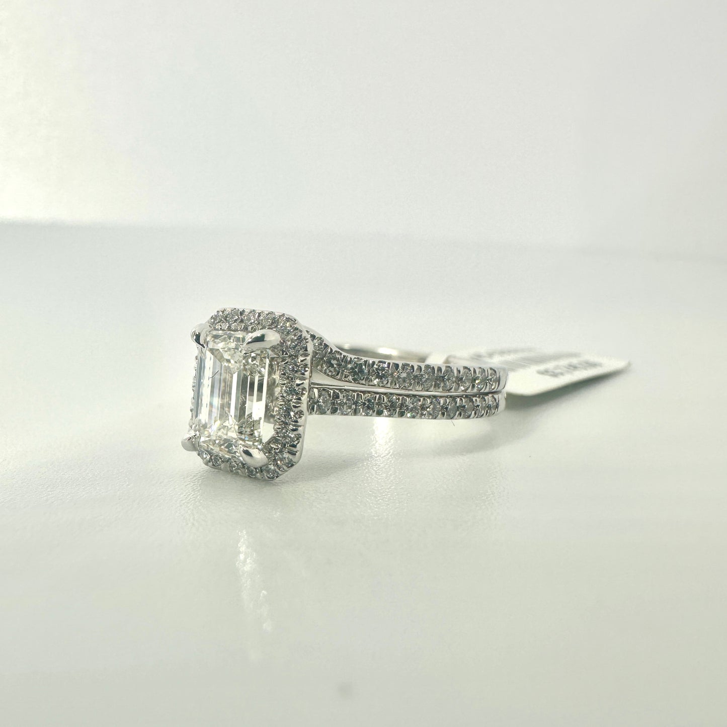 1.45 Carats Lab Grown Emerald Cut Diamond Engagement Ring