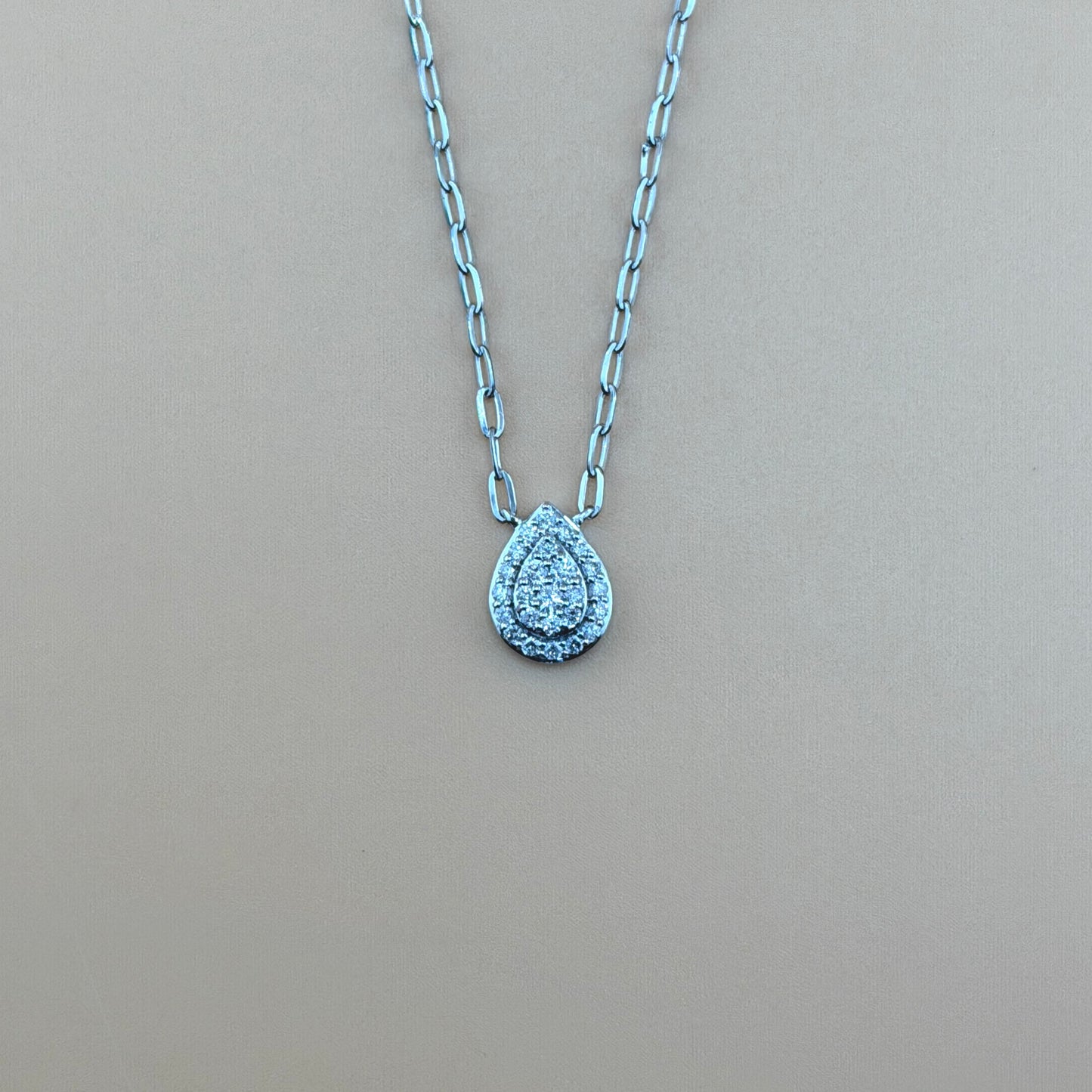 14K White Gold 0.33 CTW Natural Diamond Pear Shaped Pendant