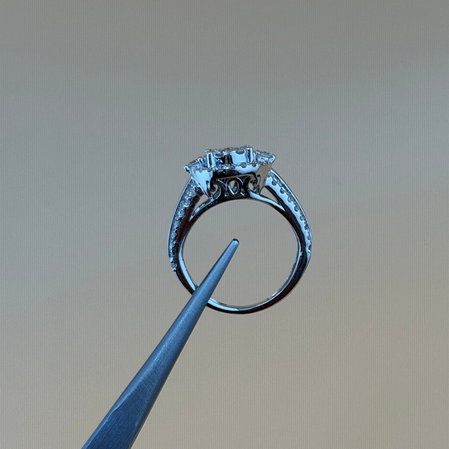 14K White Gold Natural Diamond Bridal Set – 1.10 CTW Engagement Ring with Matching Band