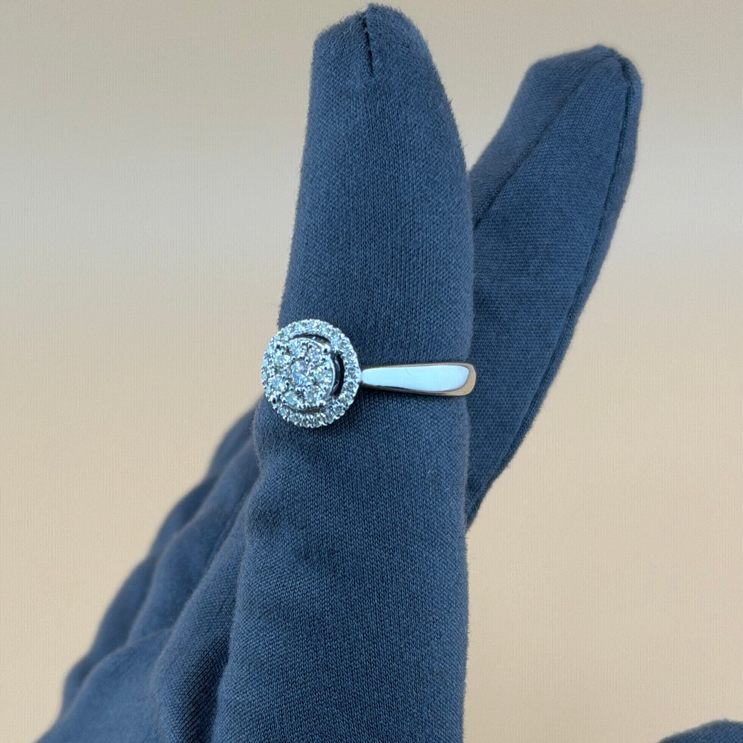 14K White Gold Natural Diamond Cluster Halo Ring – 0.50 CTW