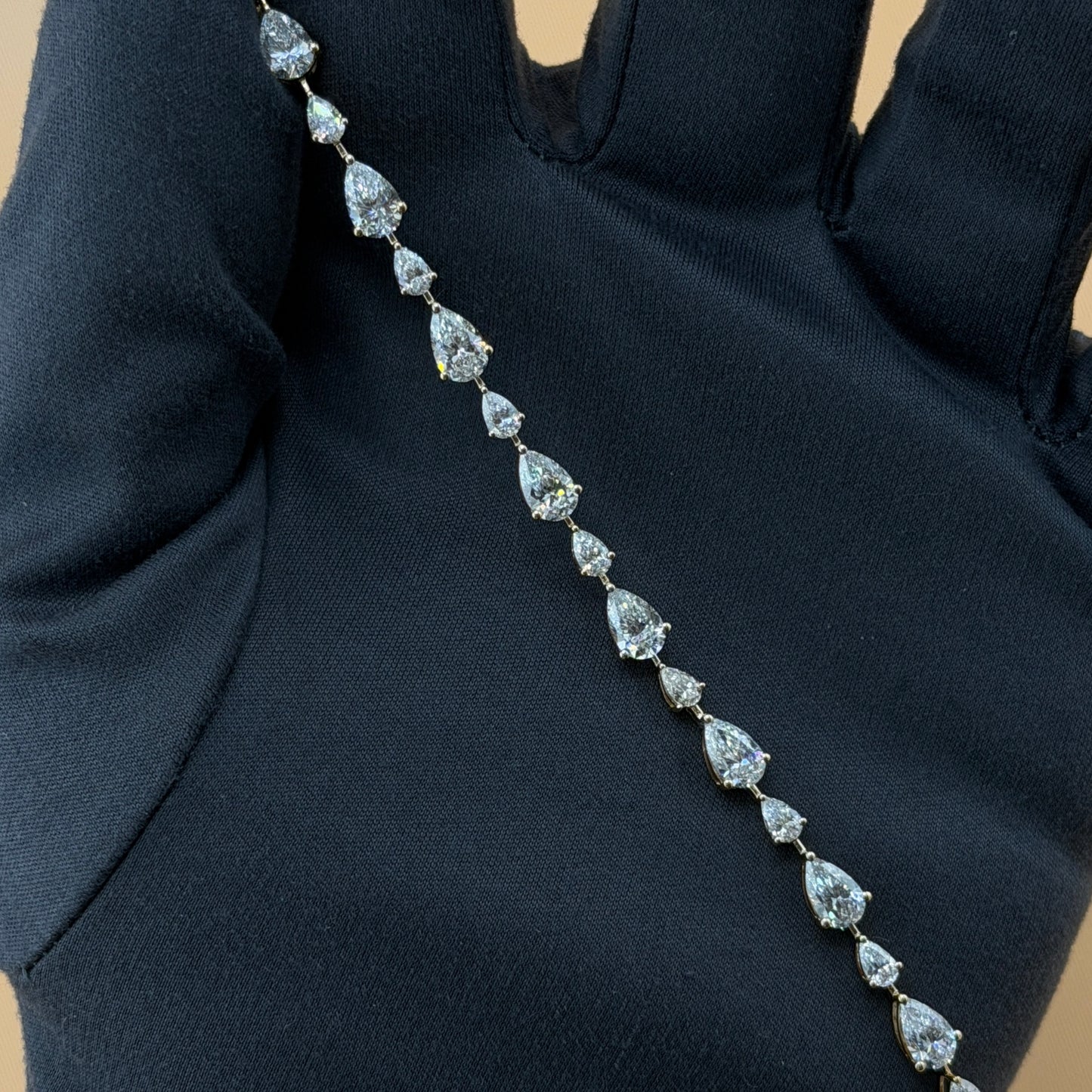 14K Yellow Gold 9.10 CTW Lab Grown Diamond Tennis Bracelet – Alternating Large & Small Pear Shape Diamonds