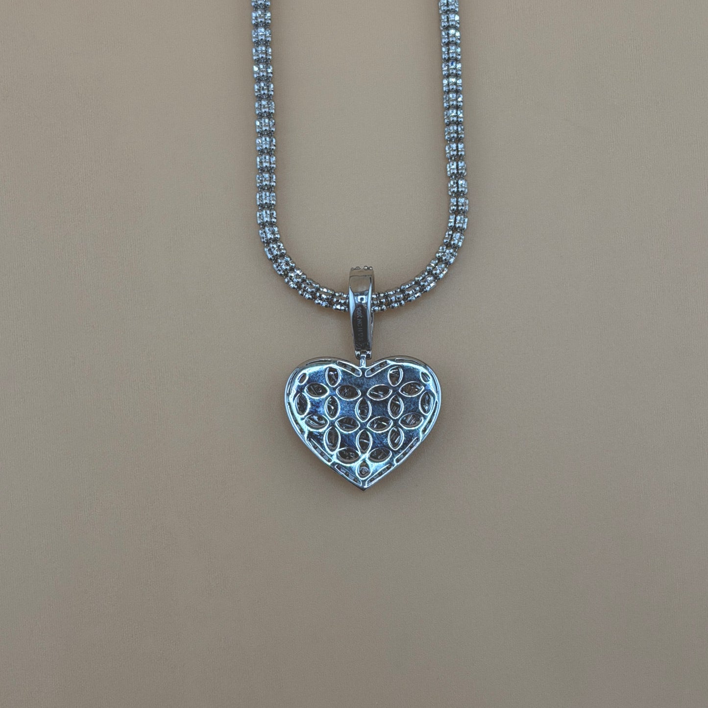 10K White Gold 2.30 CTW Natural Diamond Baguette Heart Pendant