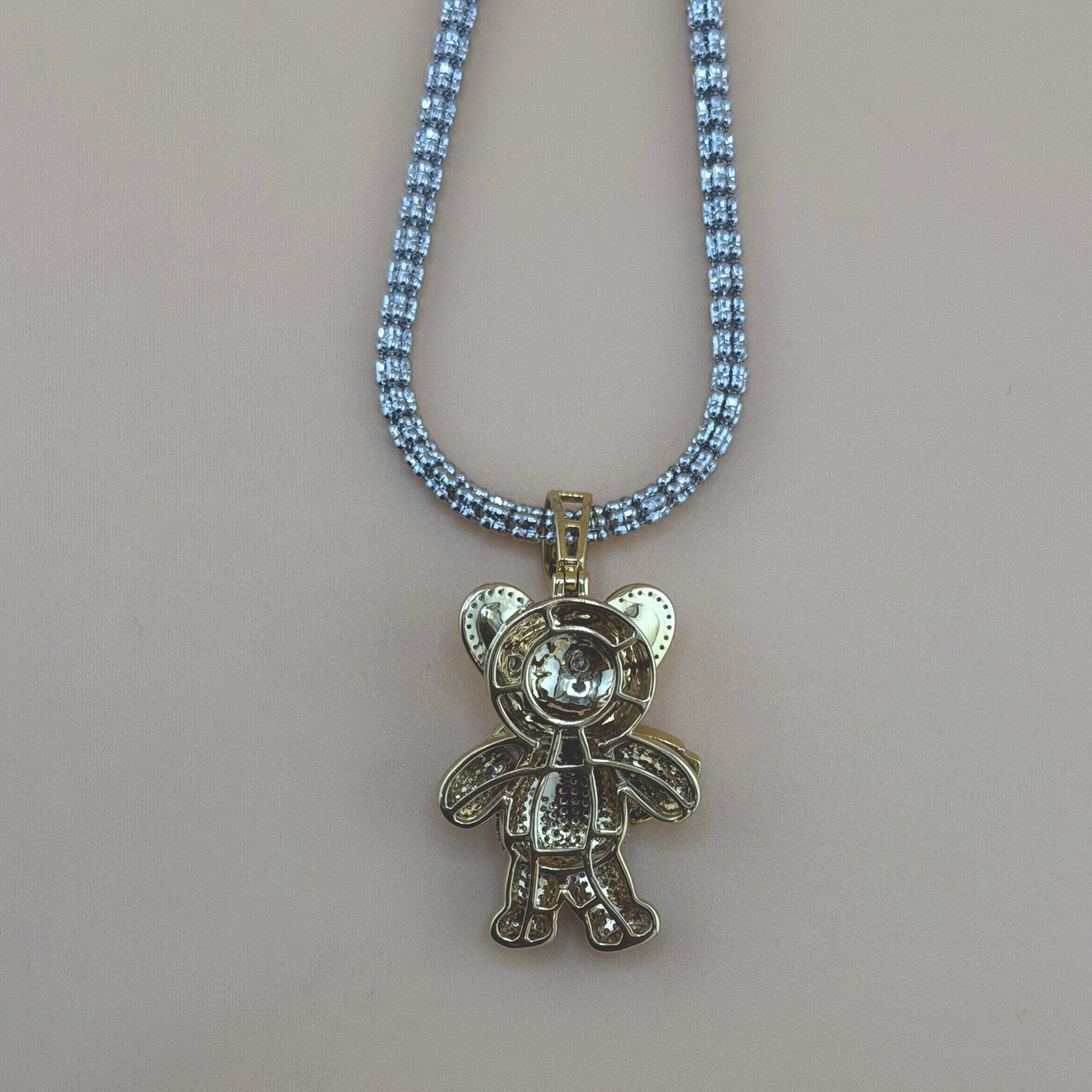 10K Yellow Gold 1.16 CTW Natural Diamond Teddy Bear Pendant