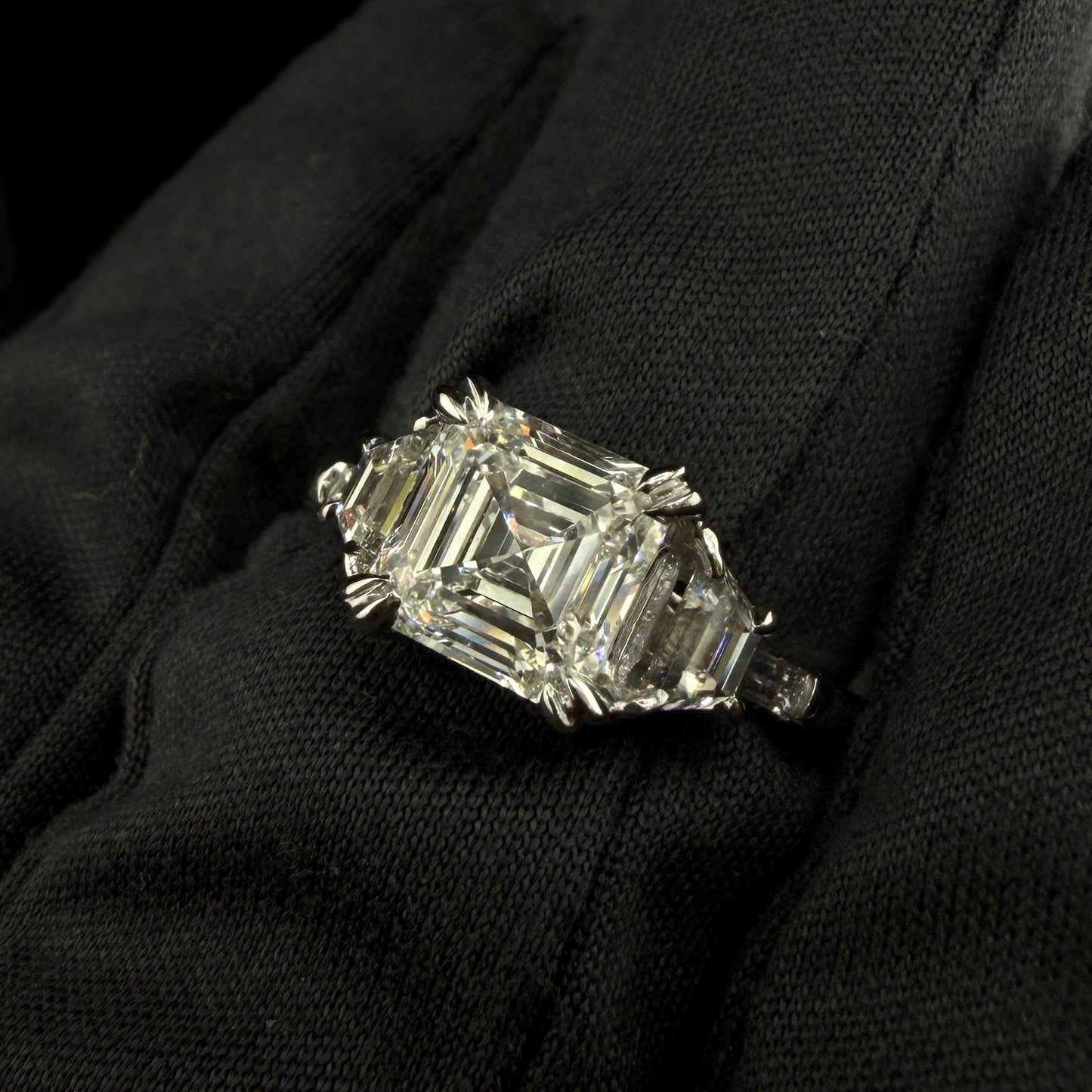 2.60 CTW Three-Stone Asscher Cut Lab-Grown Diamond Engagement Ring in 14K White Gold – 2.00 CT Center