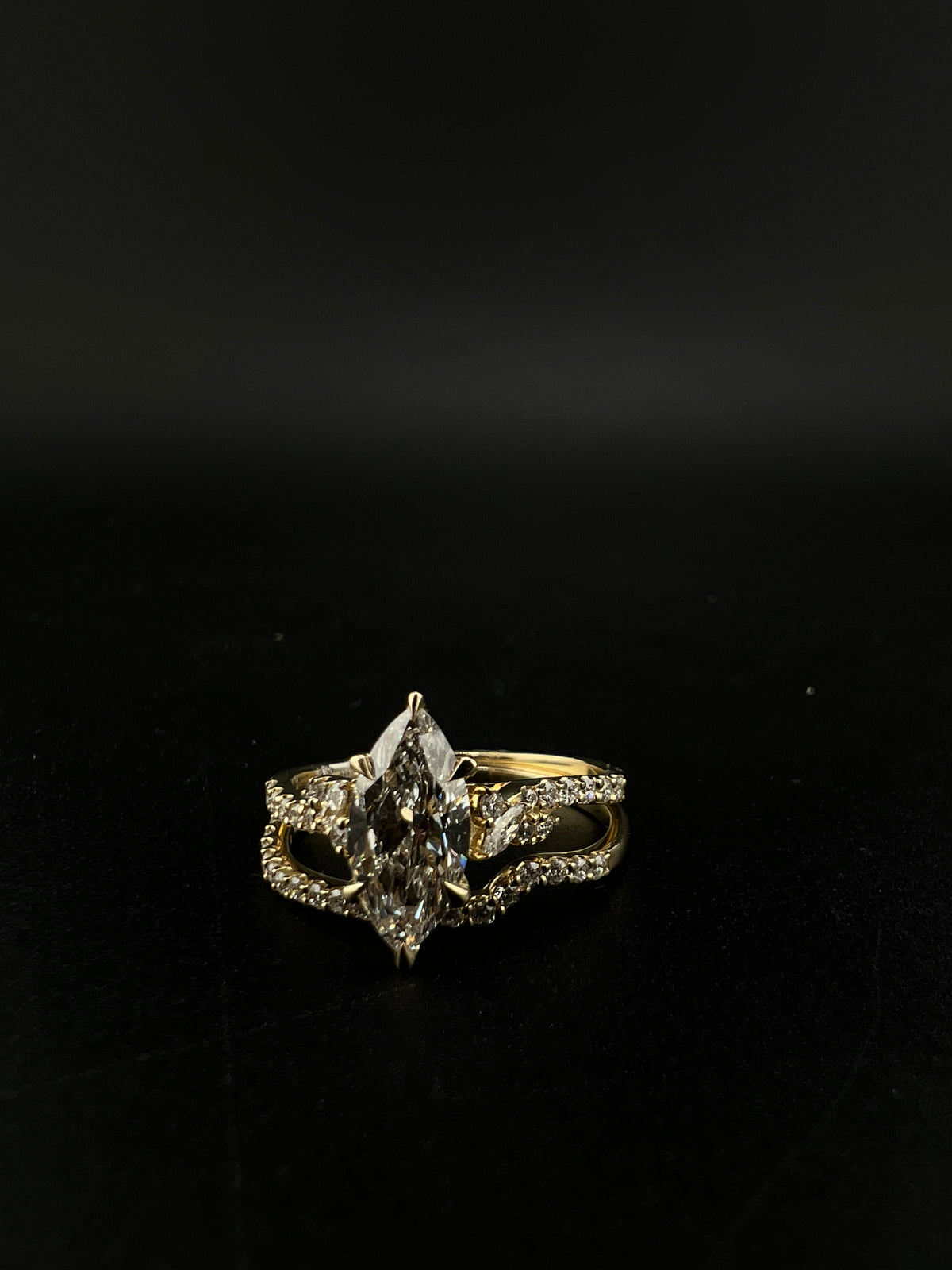 14K YELLOW GOLD 1.10 CT MARQUISE CENTER 1.51 CTW E/VS LAB GROWN BRIDAL SET