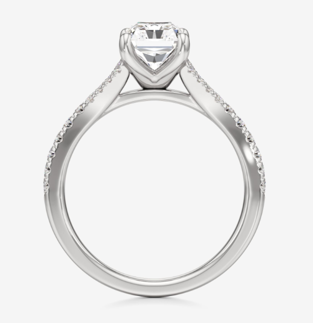 14K White Gold 1.00 Carat Center Radiant cut Engagement Ring