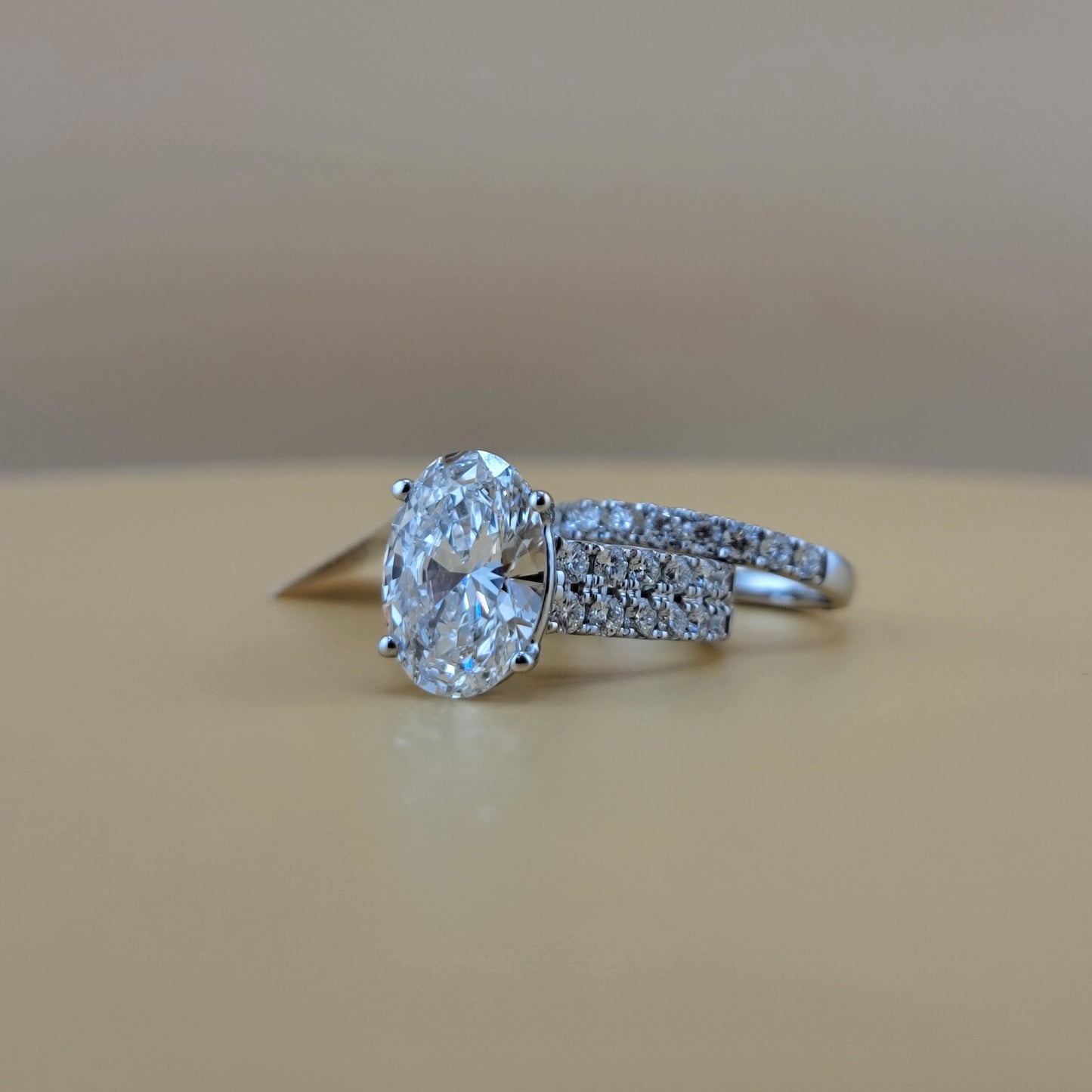 5 Carat Oval Center 7 Carat whole Lab Grown Diamond Bridal Set