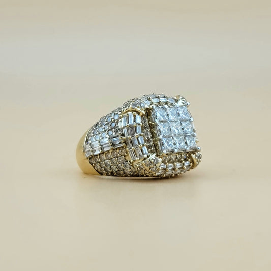 6.66 Carats natural diamonds 10k gold men's ring
