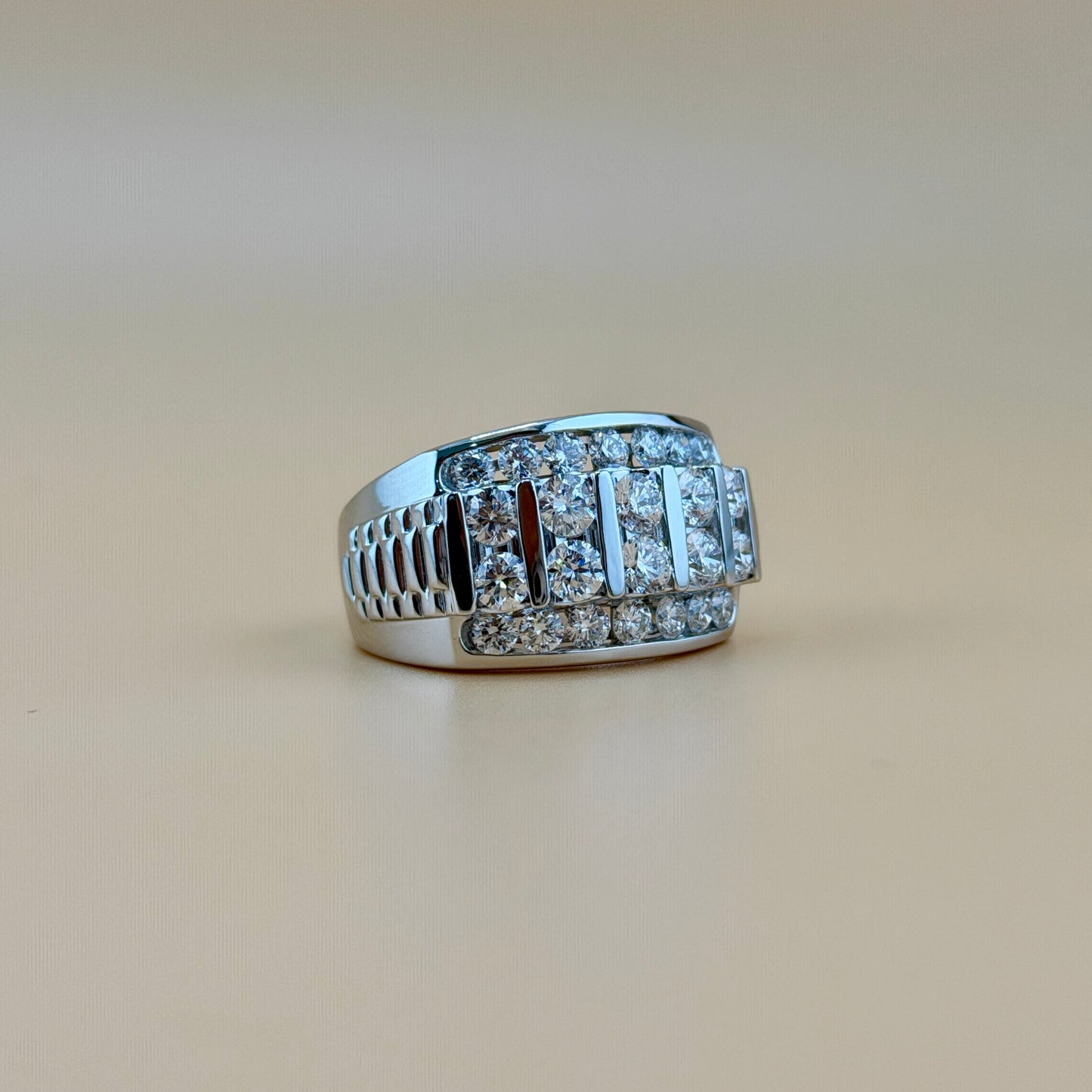 3.00 carats lab grown diamonds 14k gold men's band