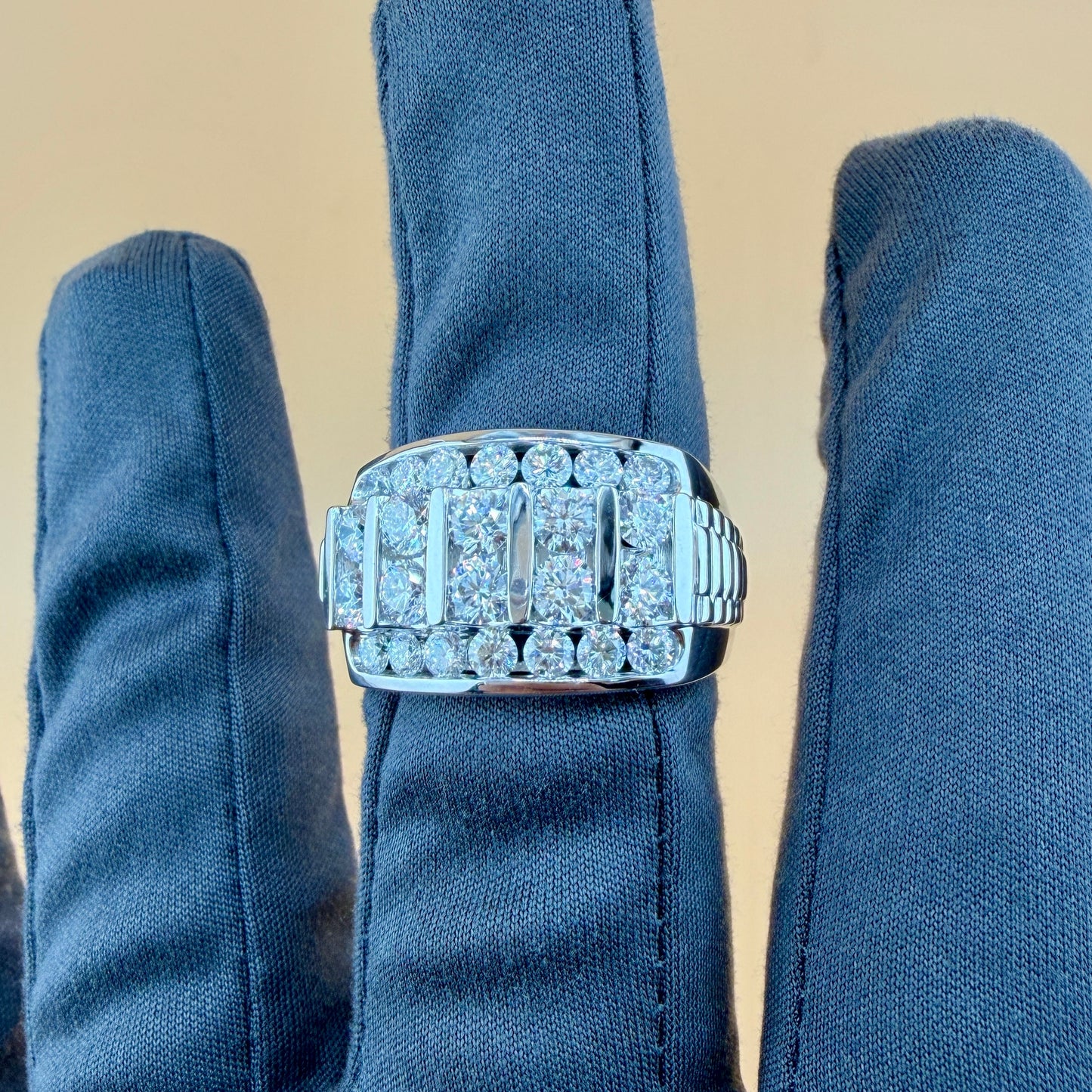 3.00 carats lab grown diamonds 14k gold men's band