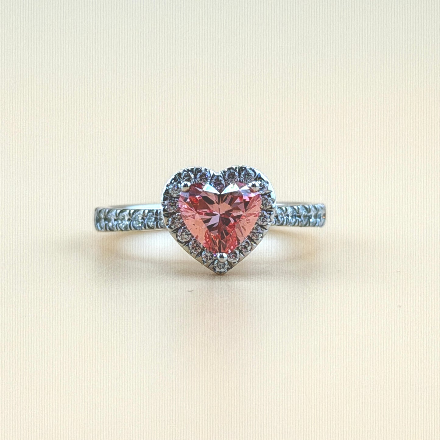 1 carat lab diamond heart center 2 carats diamonds 14k gold Engagement Ring