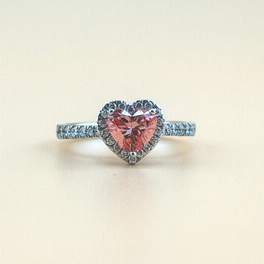 1 carat lab diamond heart center 2 carats diamonds 14k gold Engagement Ring
