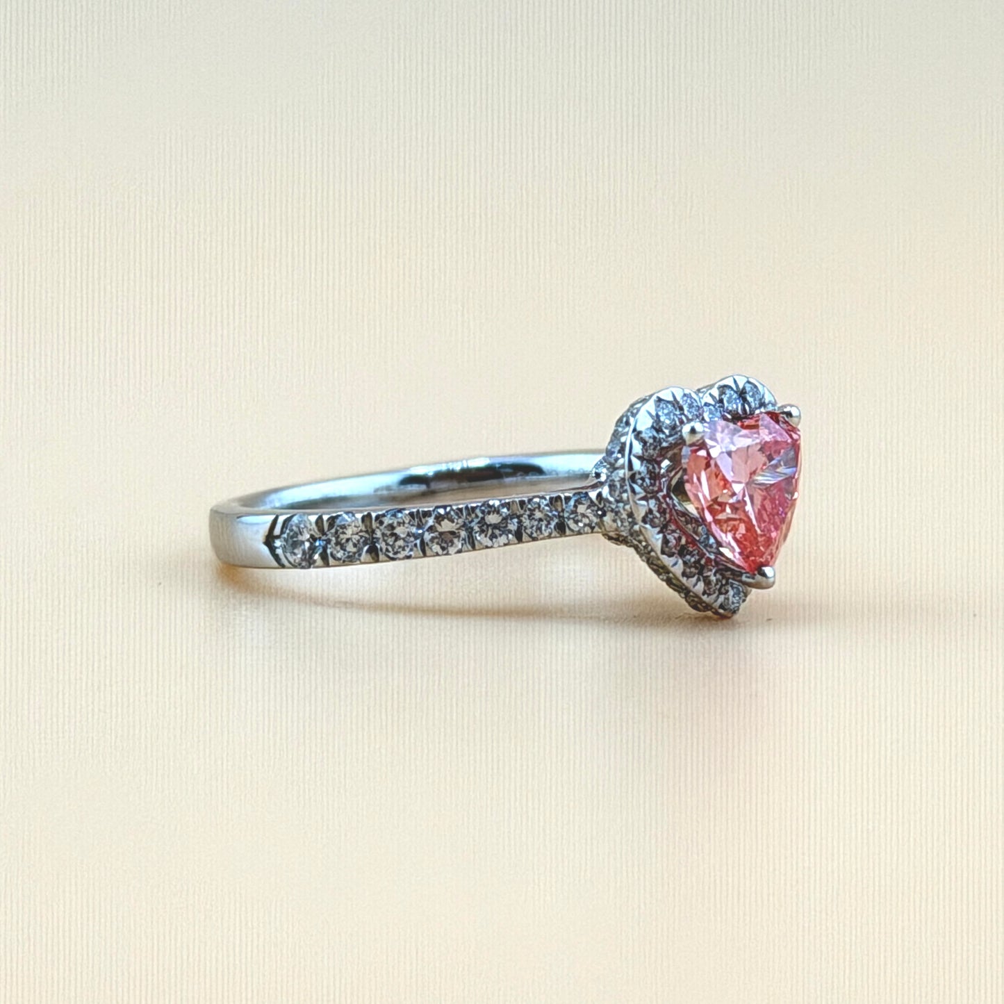 1 carat lab diamond heart center 2 carats diamonds 14k gold Engagement Ring