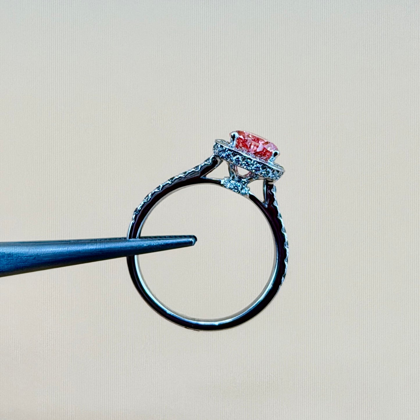 1 carat lab diamond heart center 2 carats diamonds 14k gold Engagement Ring