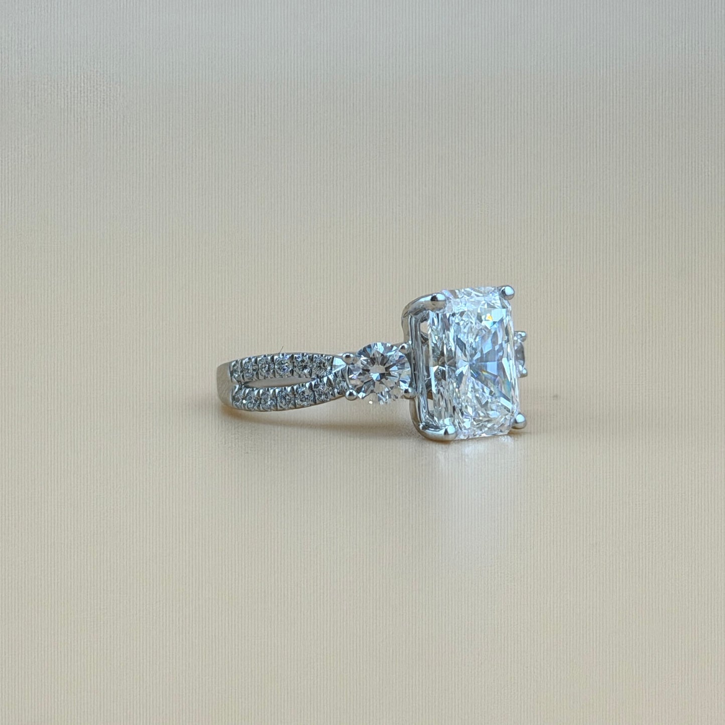 3 carats radiant center 4 carats diamonds  14k gold Engagement Ring