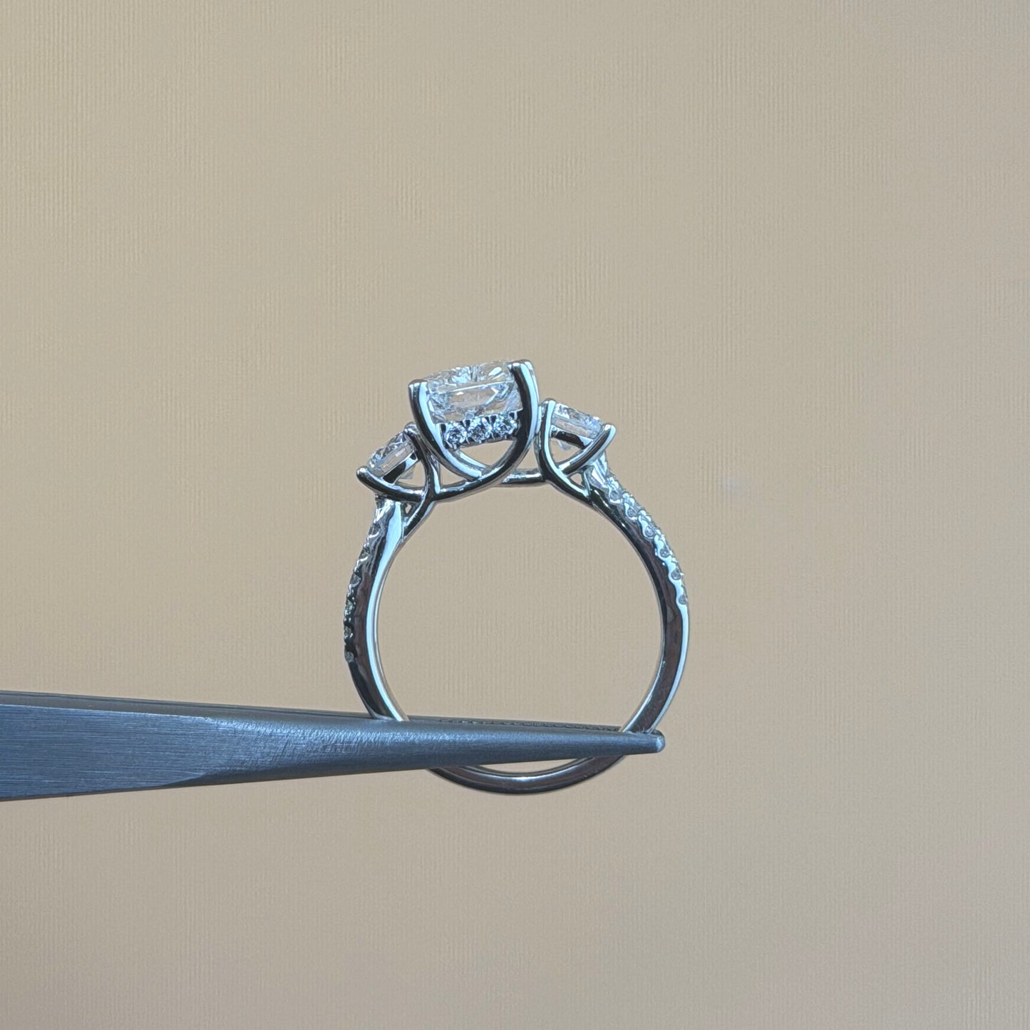 3 carats radiant center 4 carats diamonds  14k gold Engagement Ring
