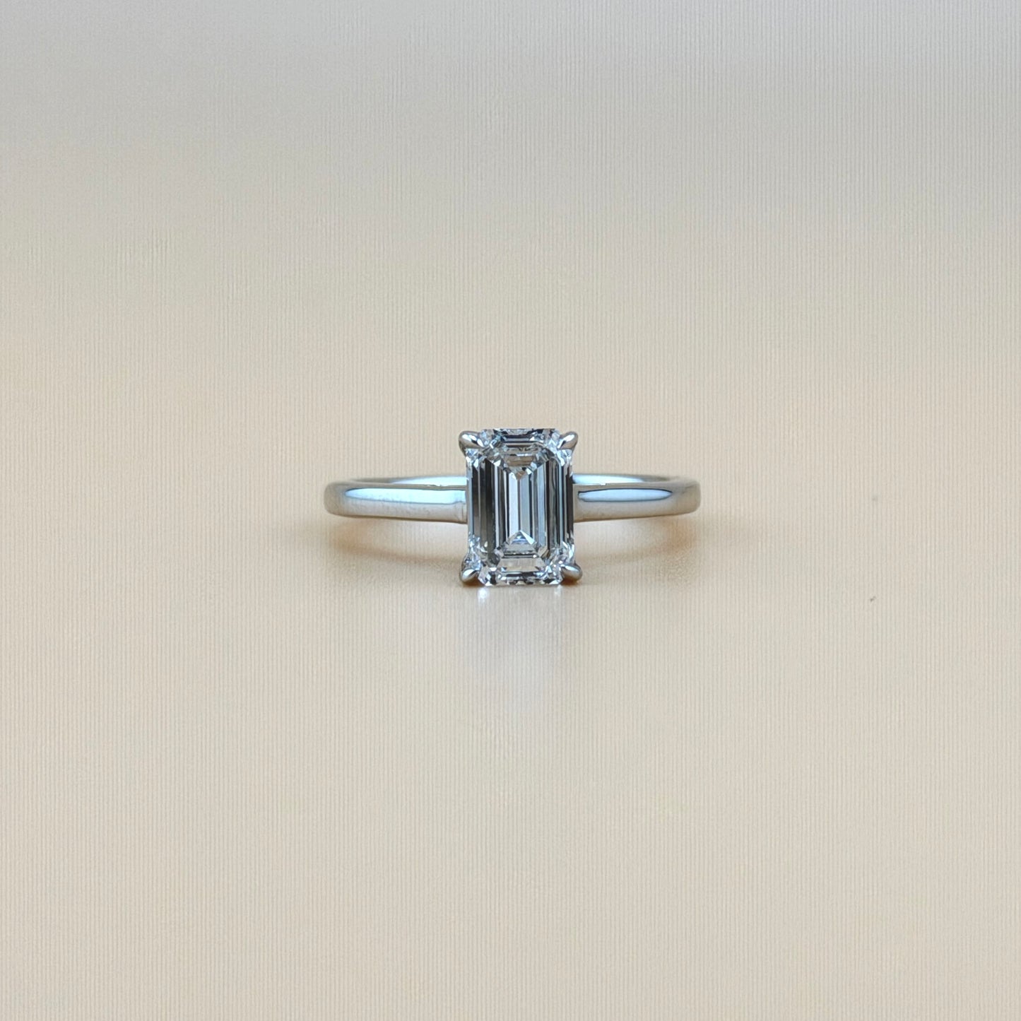 1.5 carats Emerald center solitaire  14k gold Engagement Ring