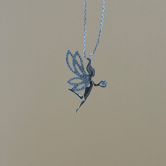 0.29 CTW Natural Diamond Minimalistic Fairy Pendant in 14k white gold – Elegant Fine Jewelry