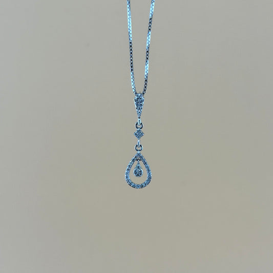 14K White Gold 0.16 CTW Natural Diamond Pear-Shaped Dangle Pendant