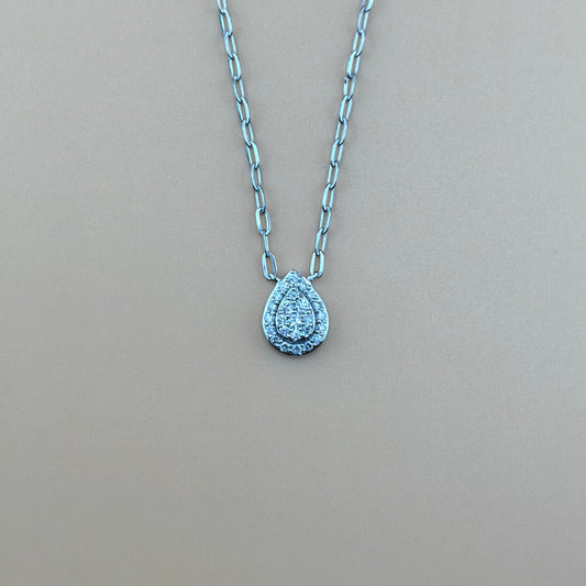 14K White Gold 0.33 CTW Natural Diamond Pear Shaped Pendant
