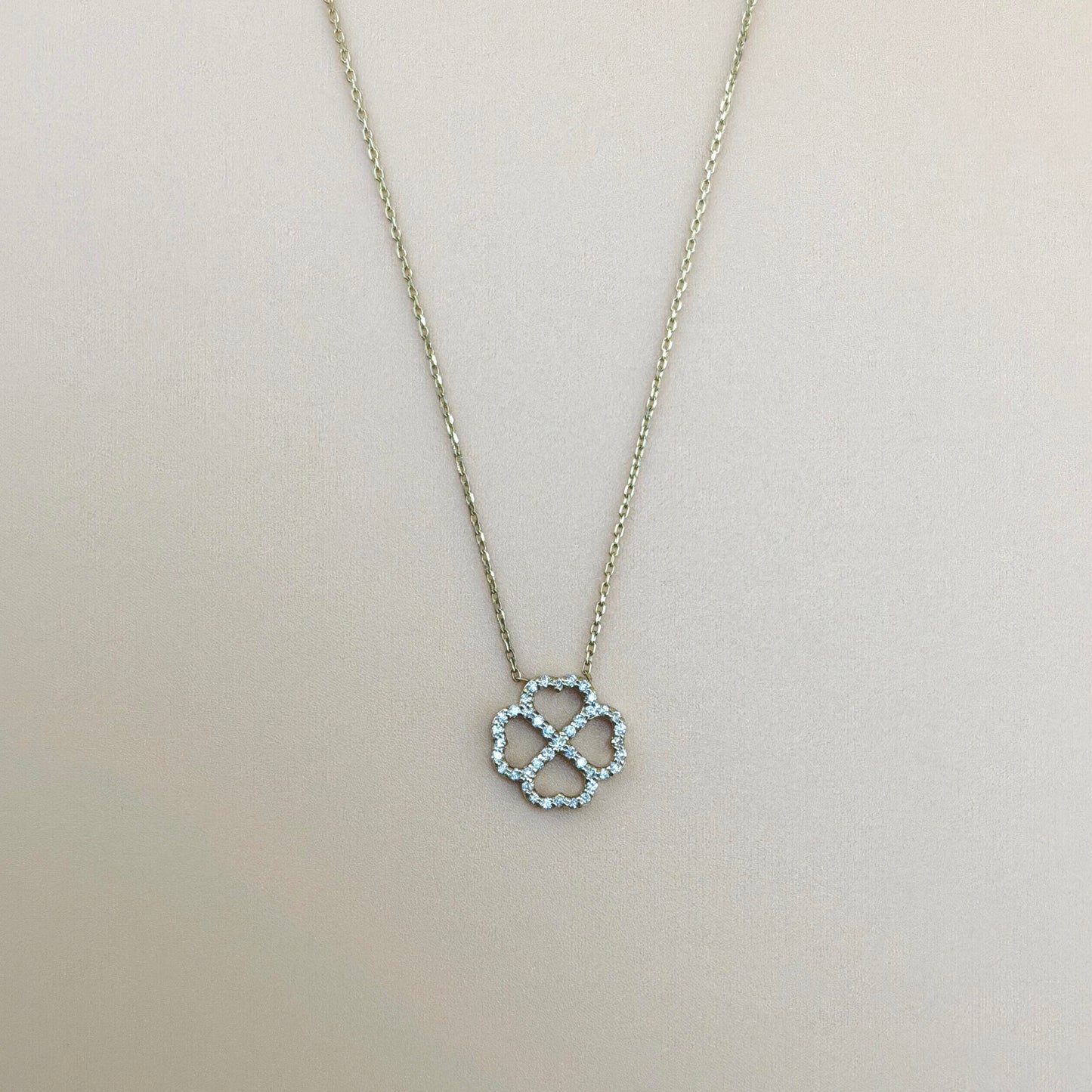 14K Yellow Gold 0.17 CTW Natural Diamond Clover Pendant