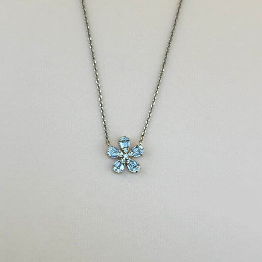 14K Yellow Gold 0.50 CTW Natural Diamond Flower Baguette Necklace