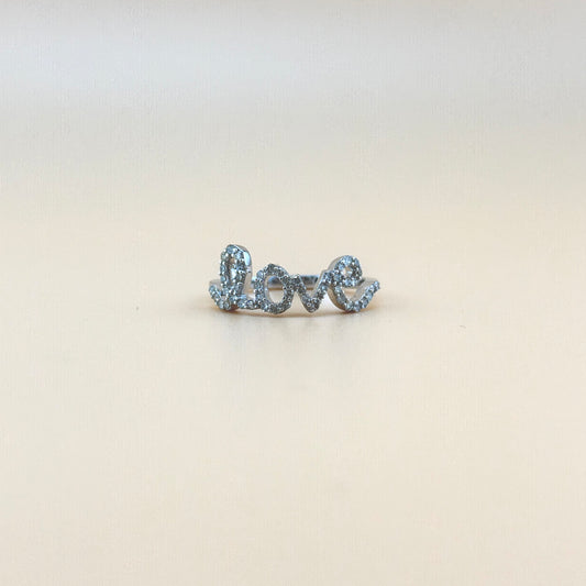10K White Gold “Love” Diamond Ring – Natural Diamonds