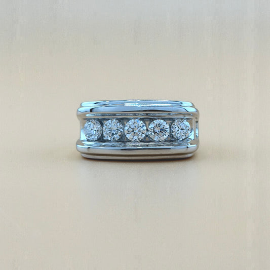 14K White Gold Men’s 5-Stone Lab Grown Diamond Band – 2.00 CTW VS1 Diamonds