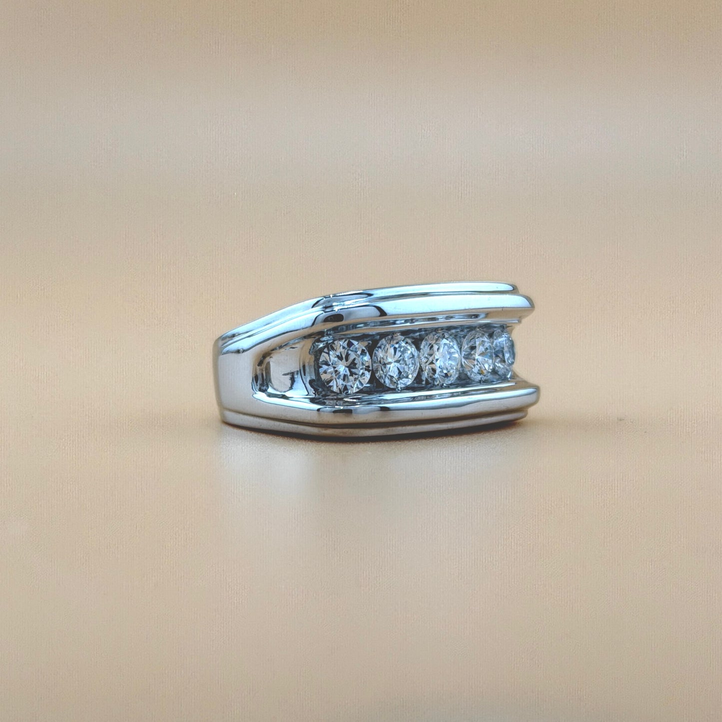 14K White Gold Men’s 5-Stone Lab Grown Diamond Band – 2.00 CTW VS1 Diamonds