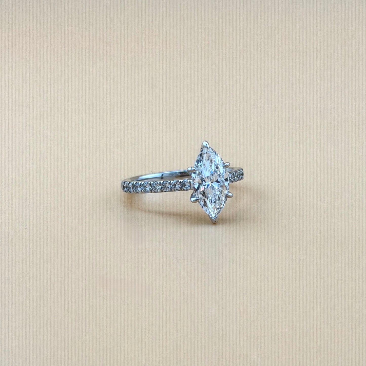 14K White Gold Marquise Lab Grown Diamond Engagement Ring – 2.00 CTW (1.55 CT Center) VVS–VS Clarity