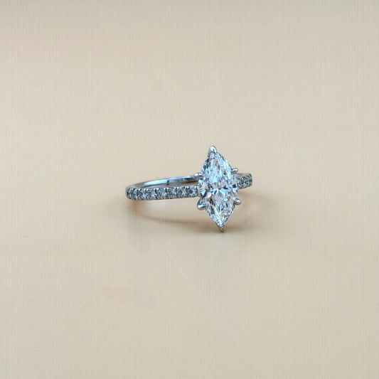14K White Gold Marquise Lab Grown Diamond Engagement Ring – 2.00 CTW (1.55 CT Center) VVS–VS Clarity