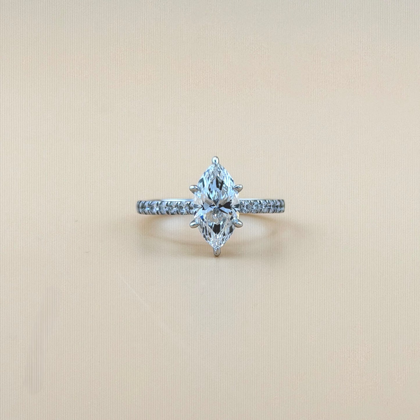 14K White Gold Marquise Lab Grown Diamond Engagement Ring – 2.00 CTW (1.55 CT Center) VVS–VS Clarity