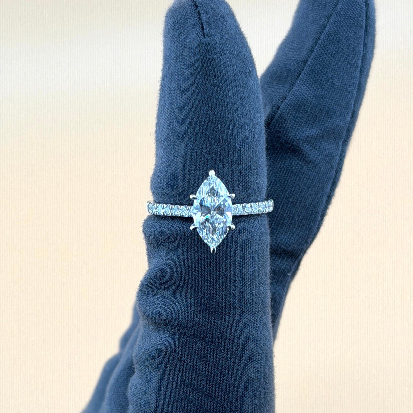 14K White Gold Marquise Lab Grown Diamond Engagement Ring – 2.00 CTW (1.55 CT Center) VVS–VS Clarity