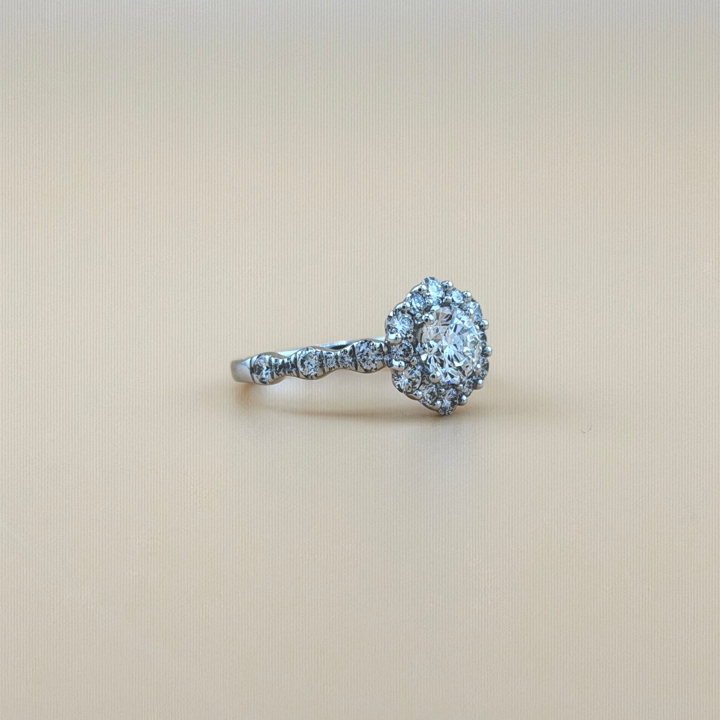 14K White Gold Lab Grown Diamond Halo Bridal Set – 2.25 CTW (1.03 CT Center) Round Cut with Matching Band