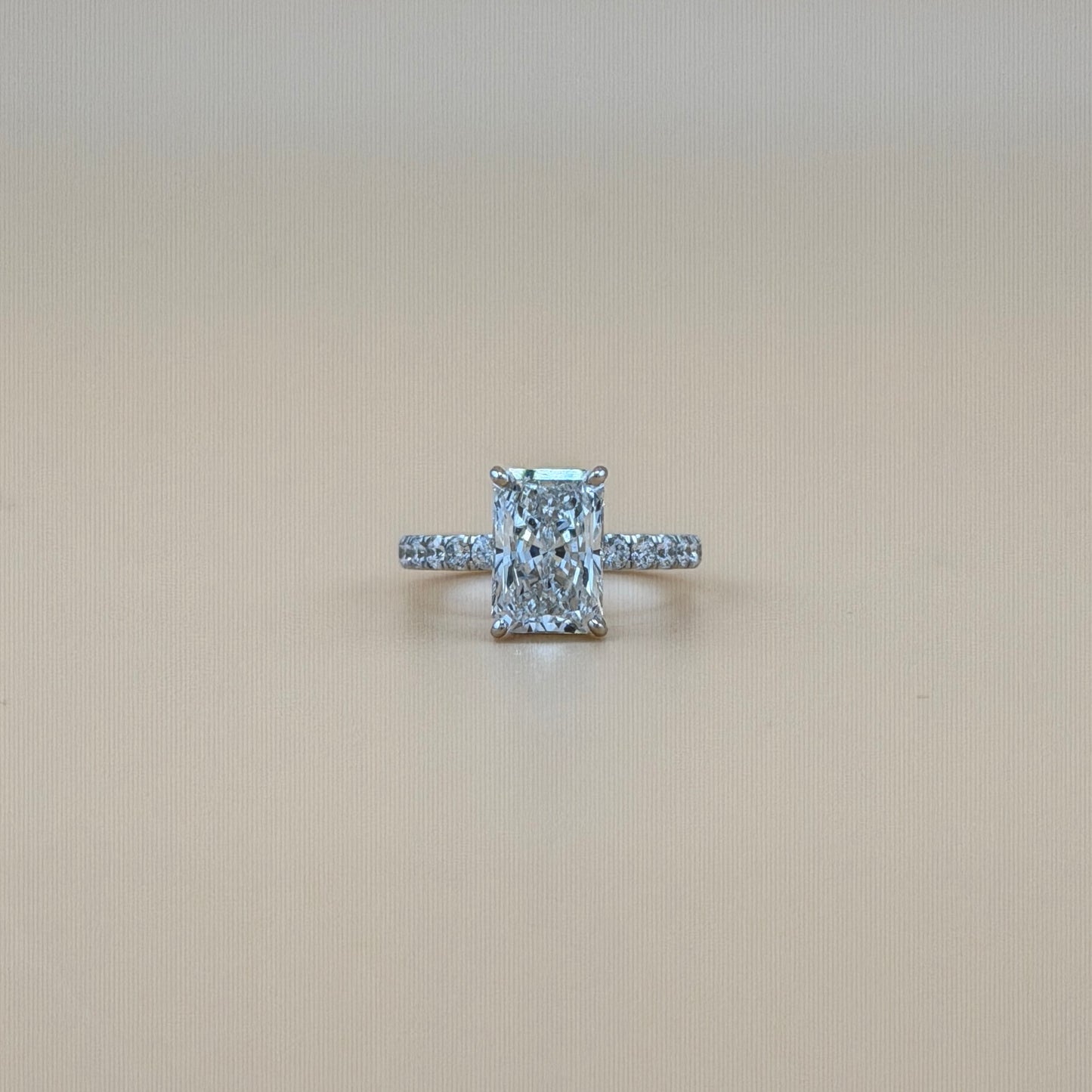14K White Gold Radiant Cut Lab Grown Diamond Bridal Set – 4.39 CTW (3.08 CT Center) Double Hidden Halo with Matching Band