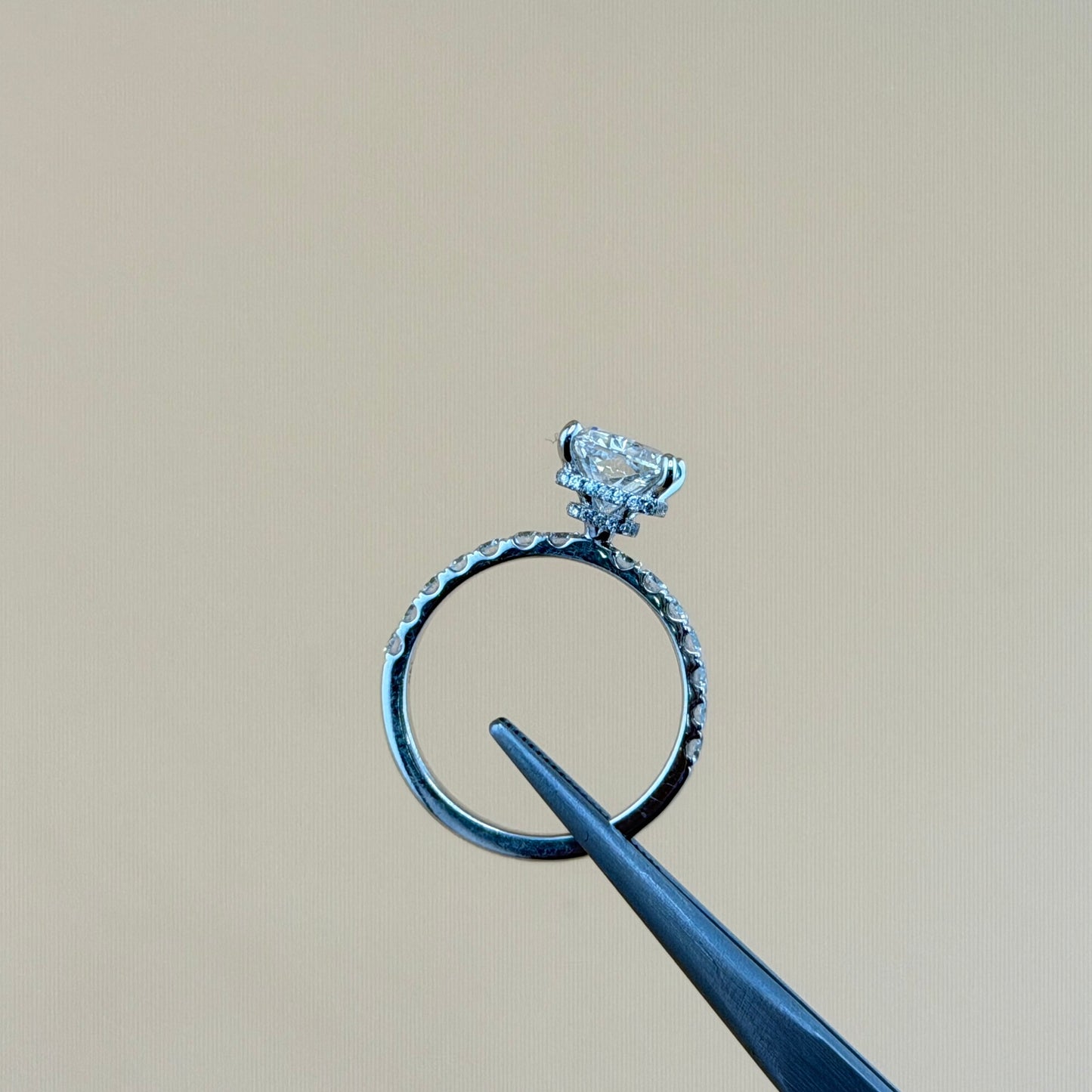 14K White Gold Radiant Cut Lab Grown Diamond Bridal Set – 4.39 CTW (3.08 CT Center) Double Hidden Halo with Matching Band