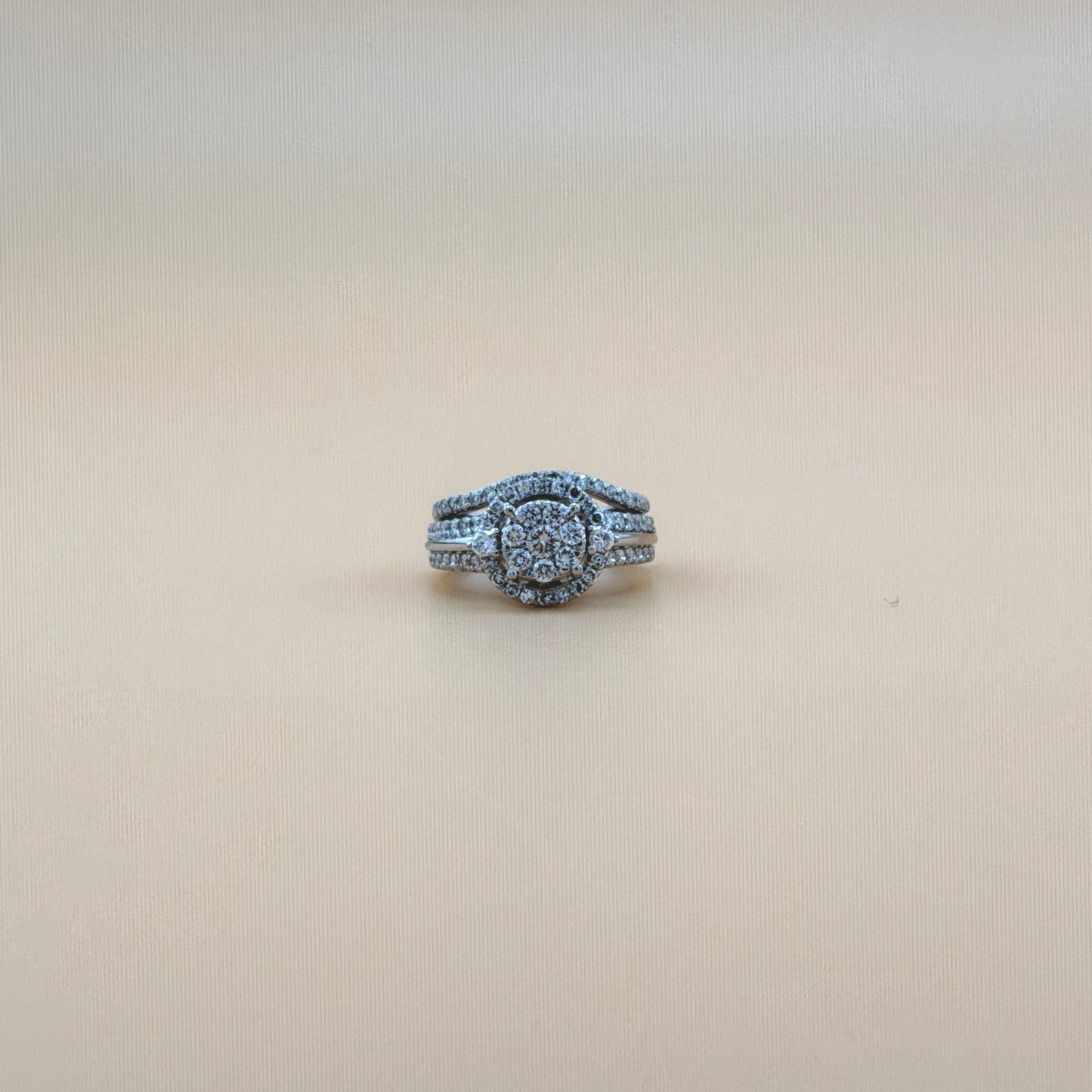 14K White Gold Natural Diamond Bridal Set – 1.10 CTW Engagement Ring with Matching Band