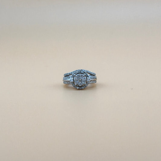 14K White Gold Natural Diamond Bridal Set – 1.10 CTW Engagement Ring with Matching Band