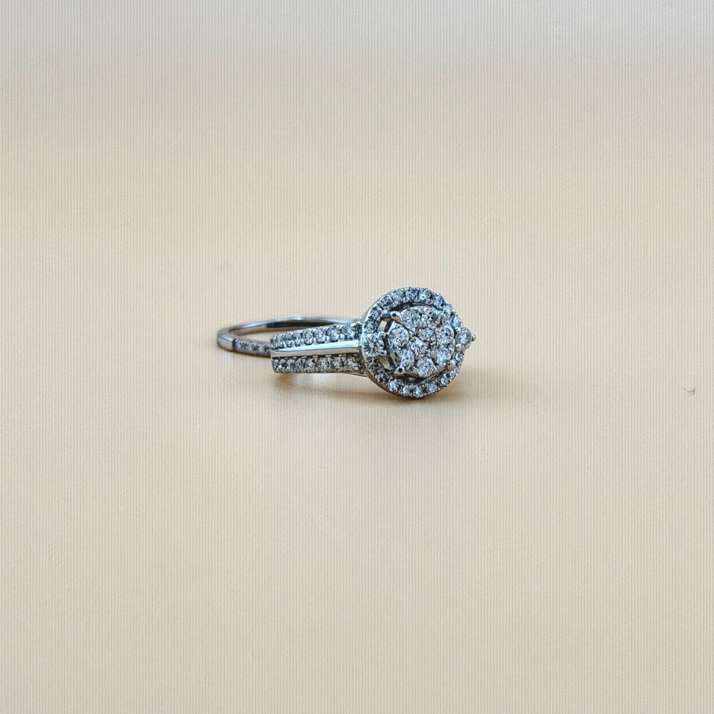 14K White Gold Natural Diamond Bridal Set – 1.10 CTW Engagement Ring with Matching Band