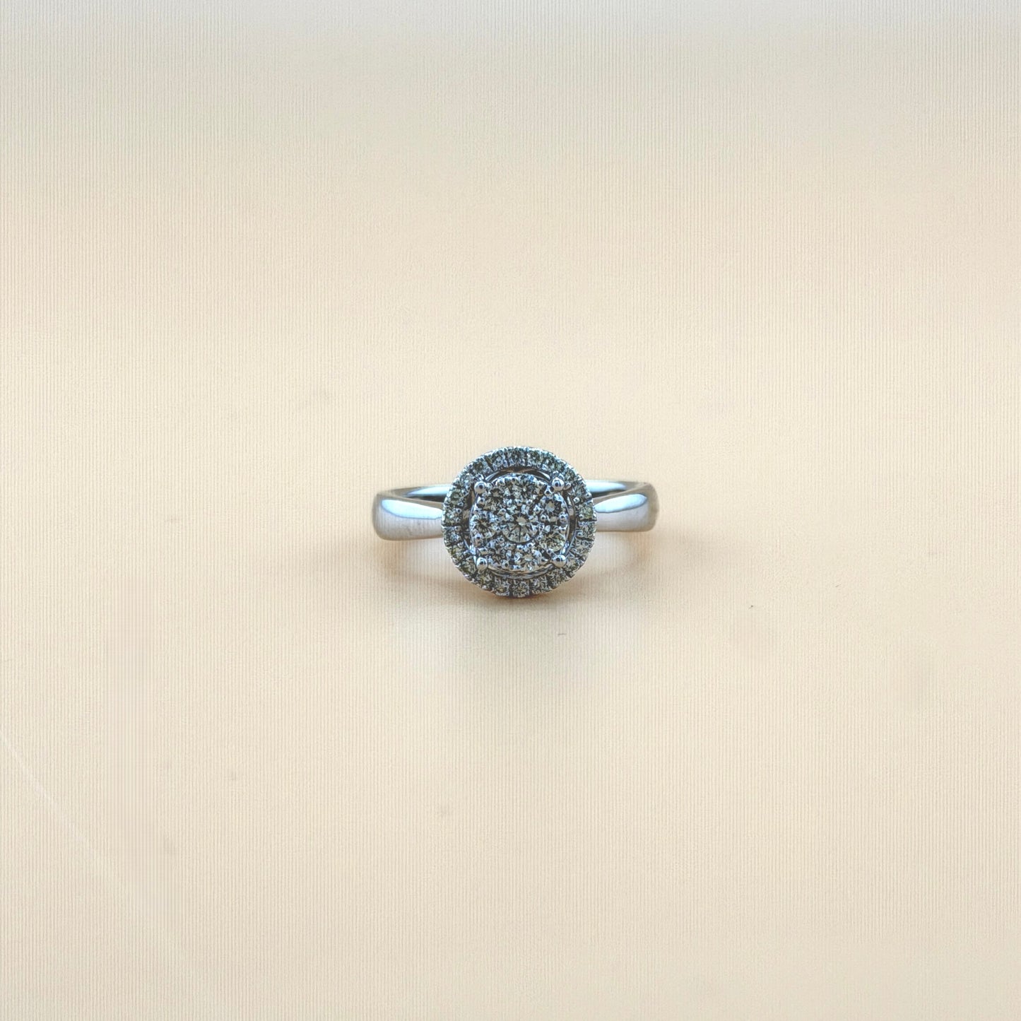 14K White Gold Natural Diamond Cluster Halo Ring – 0.50 CTW