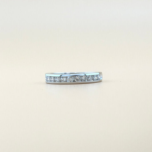 14K White Gold Natural Diamond Channel Set Wedding Band – 0.53 CTW
